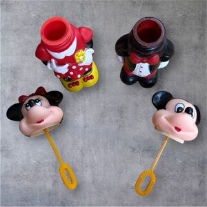 Vintage Mickey and Minnie Mouse 1986 Bubble Blowers Tootsie Toy - Walt Disney Co